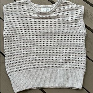 Vintage Joie Cream/silver threading Knit Top, crew neck XS, excellent condition